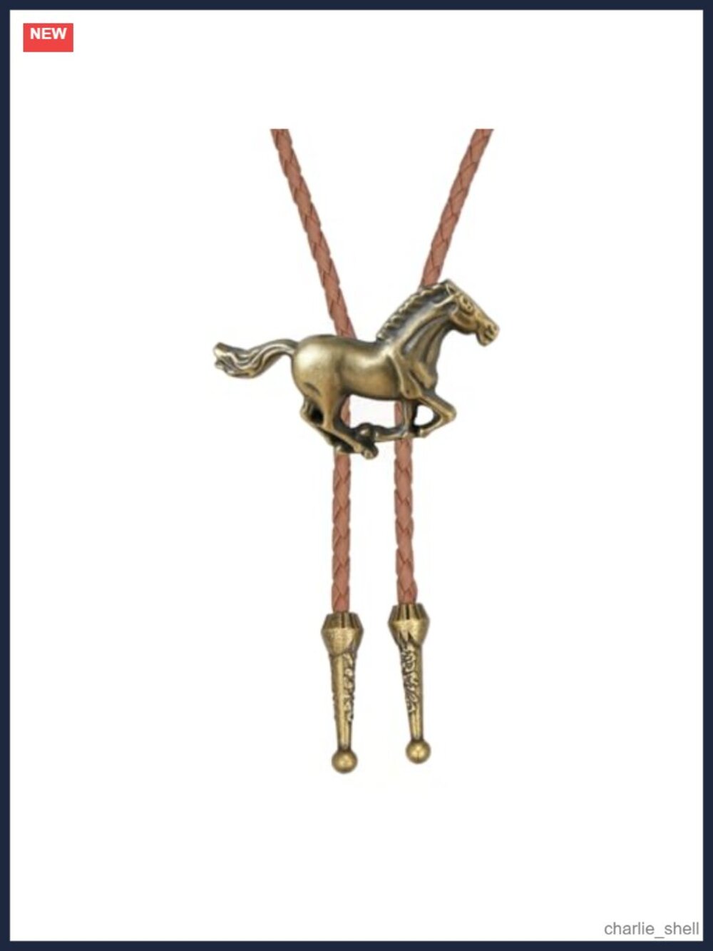 Western Horse Bolo Tie Braided Faux Leather Cord Adjustable Cowboy Necktie